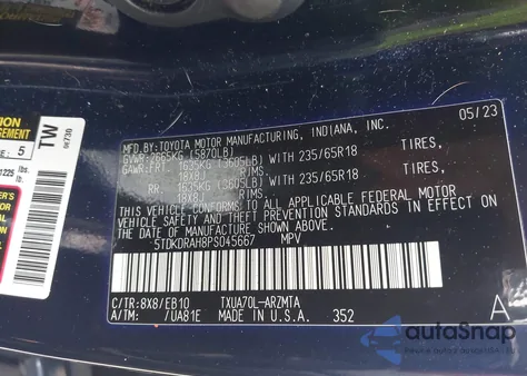 2023 Toyota Highlander Xle from USA, damaged, VIN 5TDKDRAH8PS045667